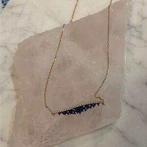 Rose Gold Plated Blue Sapphire 925 Sterling Silver Pendant